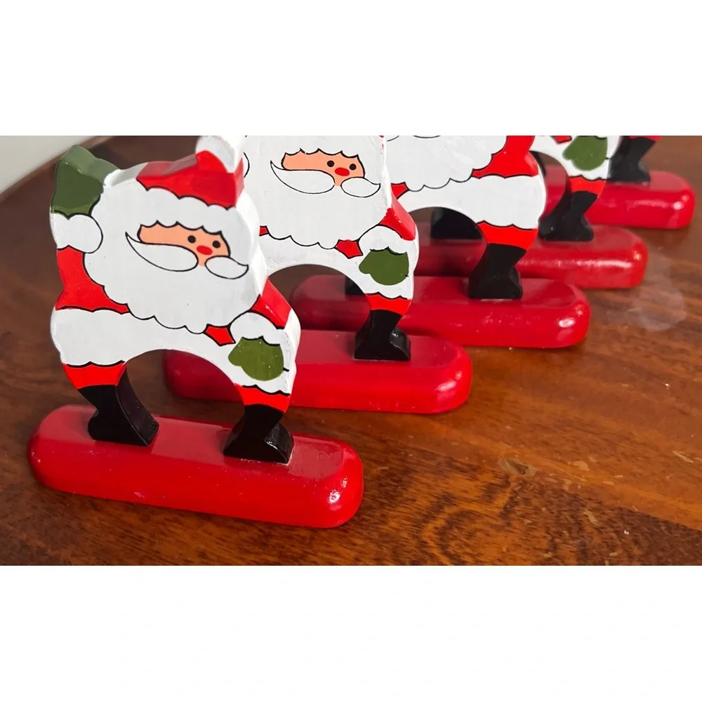 Santa Bamboo Napkin Rings - Picture 2 of 4